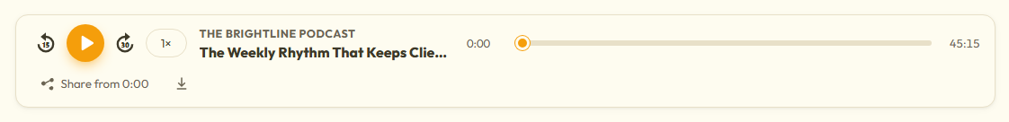 The slim bar look of the podcast player in one row