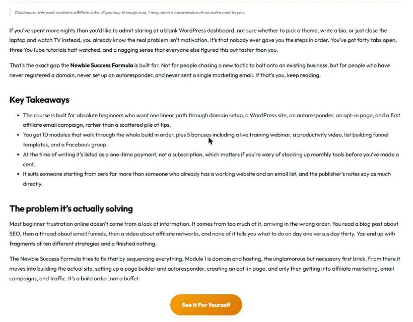 Disclosure, opening, key takeaways and the first button