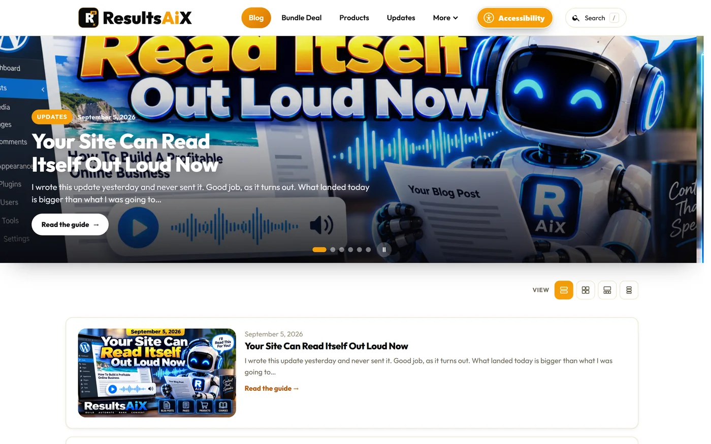 The real resultsaix.com blog running the ResultsAiX Theme