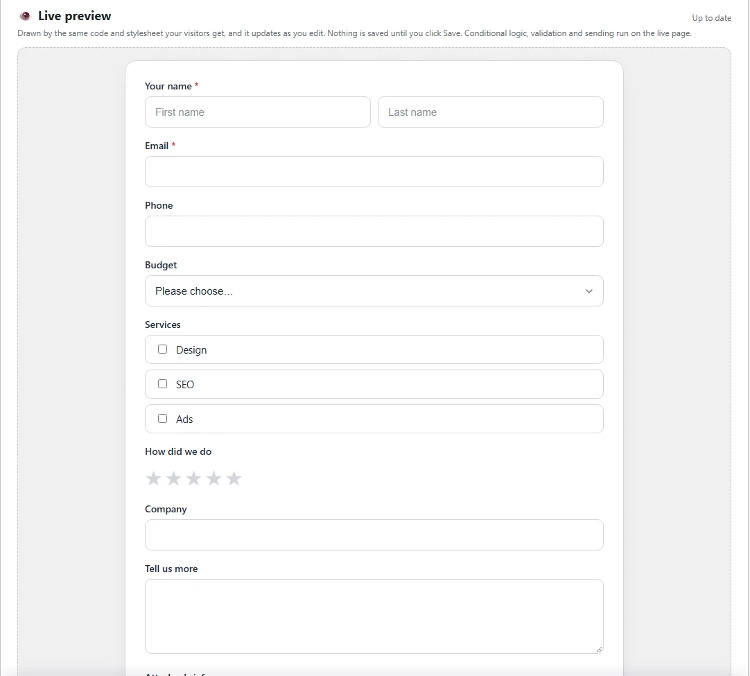 Live preview of a form