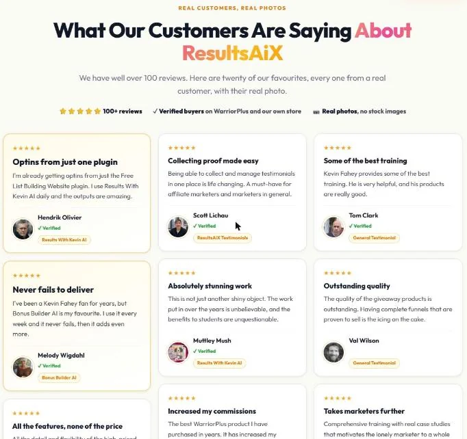 A real customer review wall
