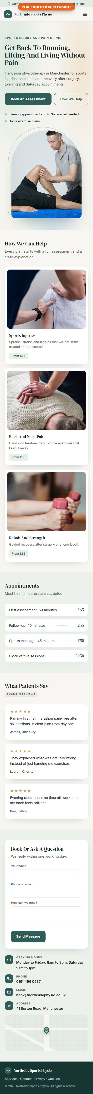 The same clinic website on a phone