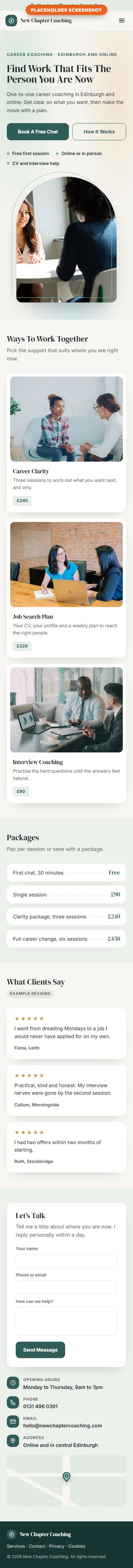 The same coaching website on a phone